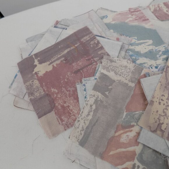 Fabric Squares 5x5" Hand Cut 132 Mostly Blue Pink Pastel Sewing Crafts Scraps - Picture 5 of 7